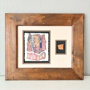 Ginny Hogan Deckle Series Matted Framed Print Petroglyphs & Pottery Shard 19.5”